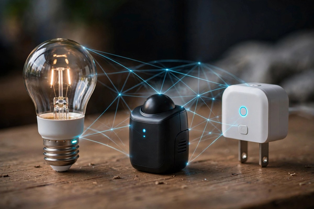 Matter vs Thread smart home explained through a mesh network of connected smart devices